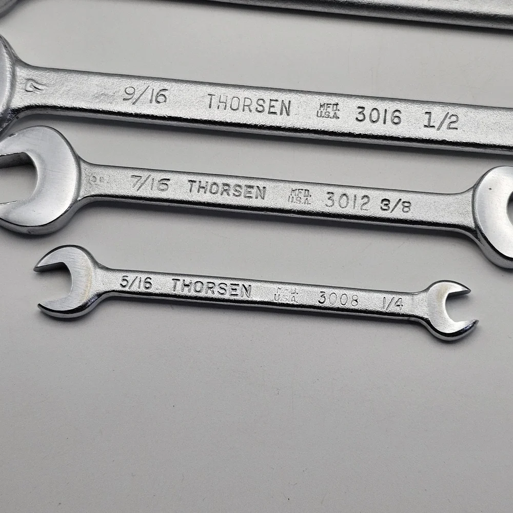 Vintage Thorsen Double Open End Wrench Set 1/4" to 7/8" USA Made Lot Of 6 - Picture 2 of 15
